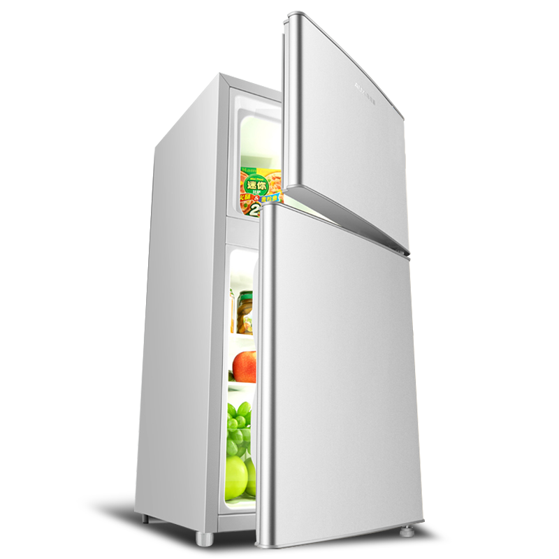 奥克斯（AUX）家用双门迷你小型冰箱 冷藏冷冻保鲜冰箱小 宿舍租房节能电冰箱 BCD-50AD 50升 银色