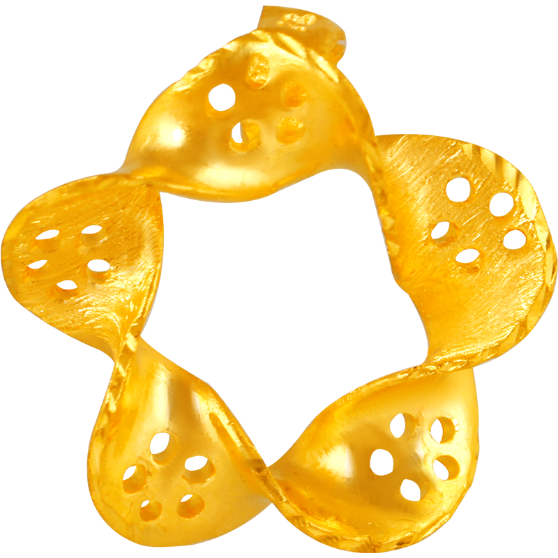 国华首饰黄金足金999吊坠 抽象概念几何简约扭转黄金花朵项坠 约2.