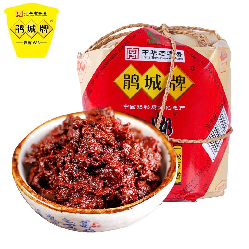 鹃城牌（juanchengpai）规格自选正宗郫县一级精酿豆瓣酱川菜调料中华老字号 一级豆瓣纸包1000g