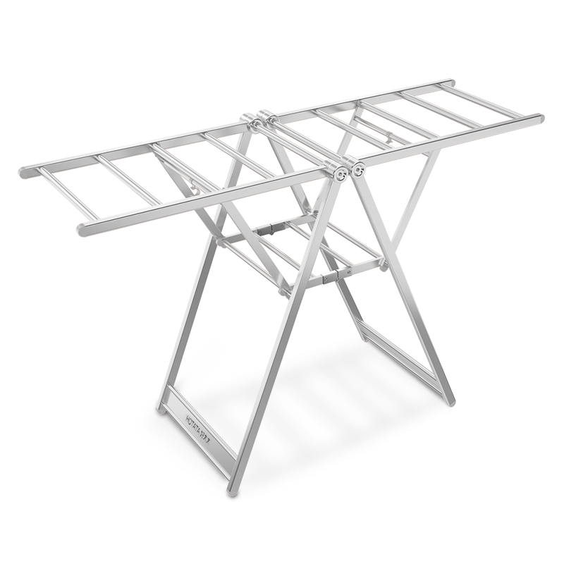 好太太晾衣架落地折叠室内家用阳台晾衣杆室外晒被子婴儿凉衣架 D-2052砂白银【展开长1.3米】