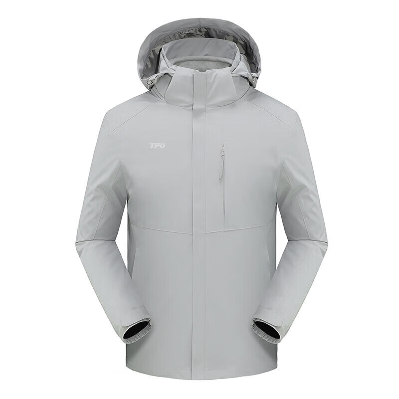 tfo 冲锋衣 登山外套户外三合一防风保暖服6622207 男款太空灰色 l