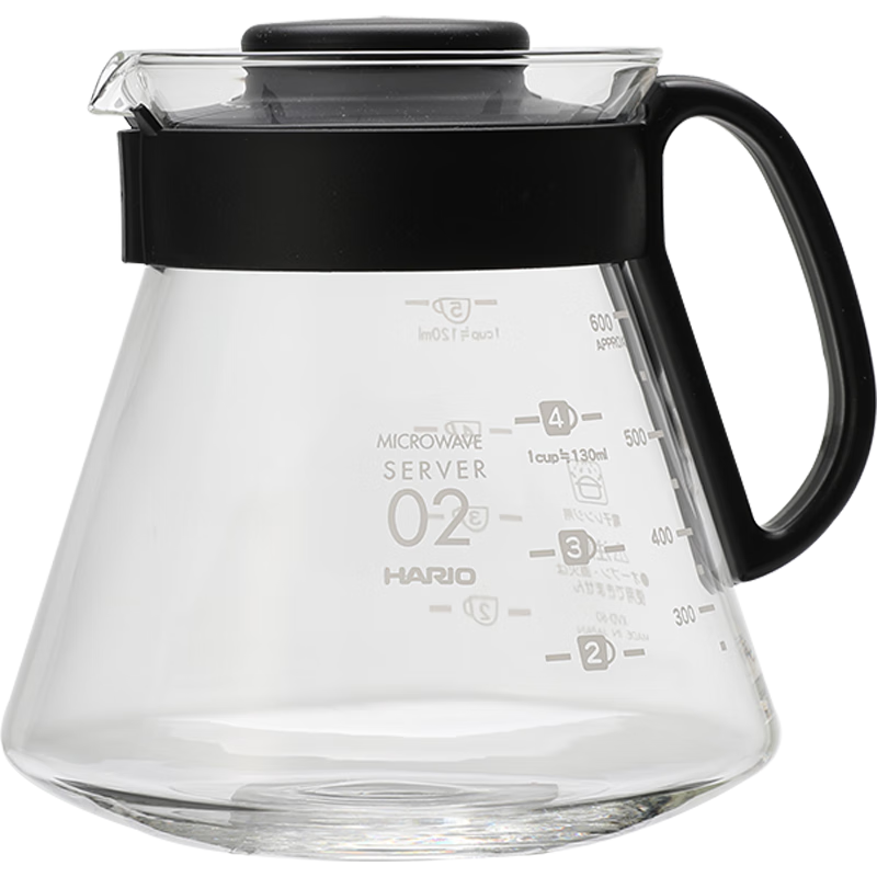 HARIO 日本进口咖啡壶耐热玻璃手冲咖啡壶分享壶咖啡器具茶壶 600ML