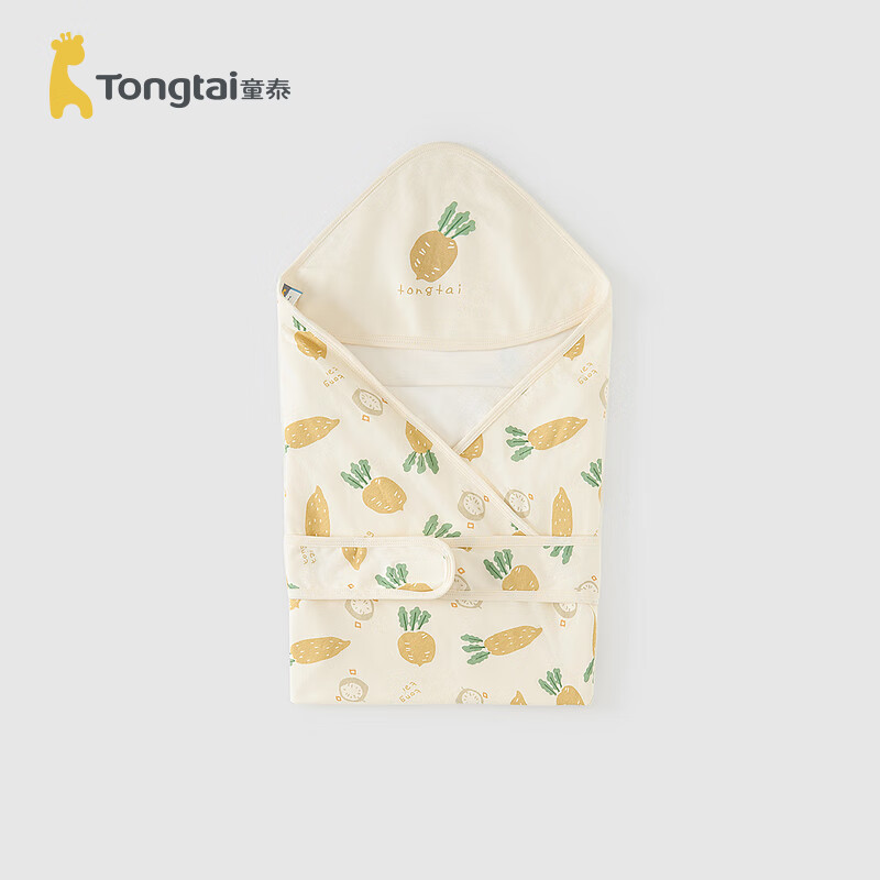 童泰（TONGTAI）婴儿抱被双层纯棉0-3月四季新生儿包巾包被宝宝外出裹巾襁褓 萝卜黄 80x80cm