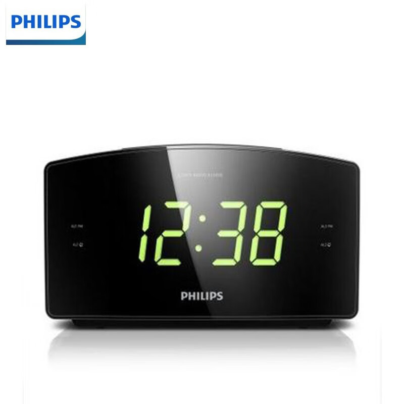 飞利浦（PHILIPS） AJ3400 时钟收音机 FM 老人收音机 大显示屏 双重闹钟 重复闹铃 定时关机  黑色