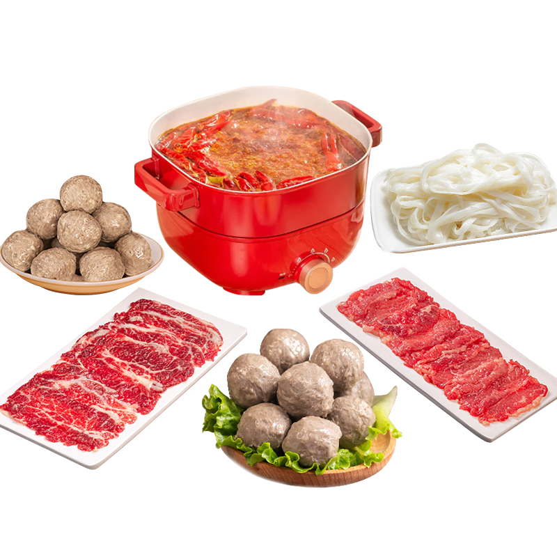 潮興記正宗潮汕鮮切牛肉火鍋套餐1020g 吊龍牛肉丸牛筋丸燒烤食材麻辣燙