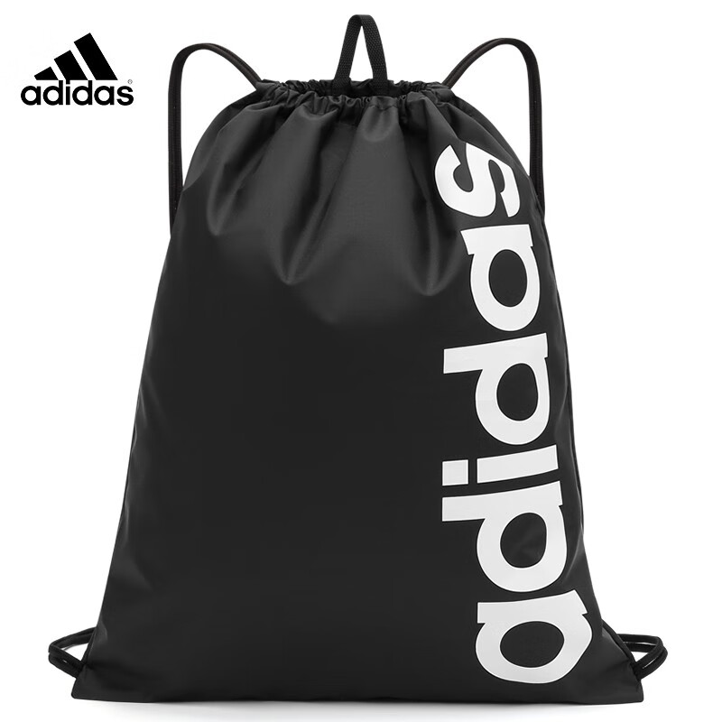 阿迪达斯（adidas） 休闲包双肩包轻薄时尚运动包抽绳包 黑色