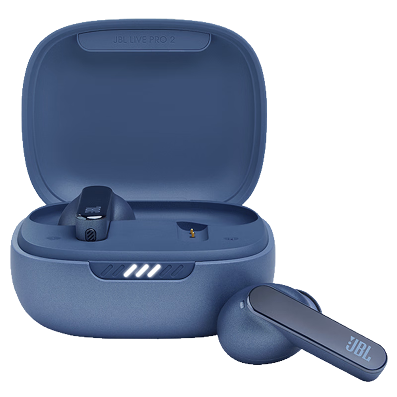 JBL 蓝牙耳机 主动降噪 真无线耳机 无线运动耳机 防水防汗 苹果华为通用 LIVE PRO 2 蓝色