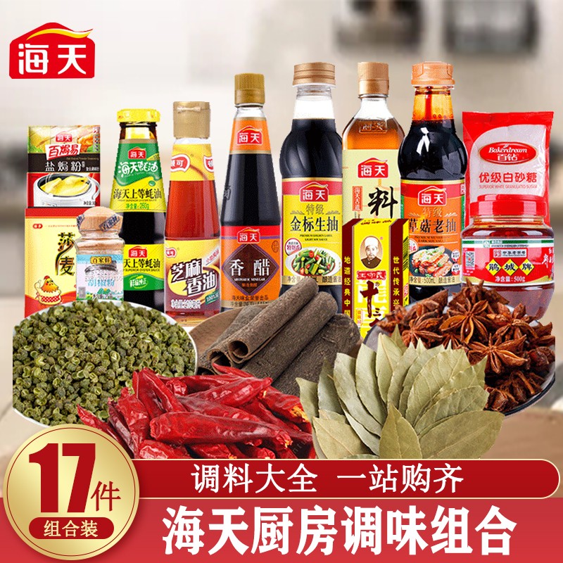 海天调料大全17件 做菜调料厨房家用炒菜调味料小瓶佐料组合套装 海天