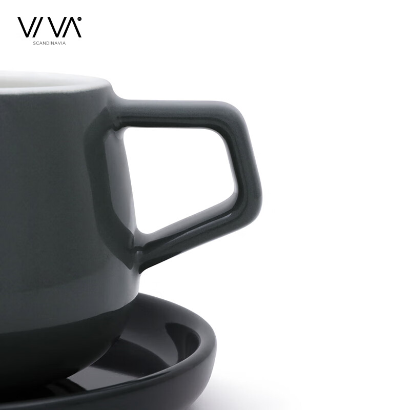 VIVA scandinavia咖啡杯耐高温陶瓷马克杯欧式简约家用拉花杯咖啡杯碟套装250ml 米黄色【杯+碟】【v79741】