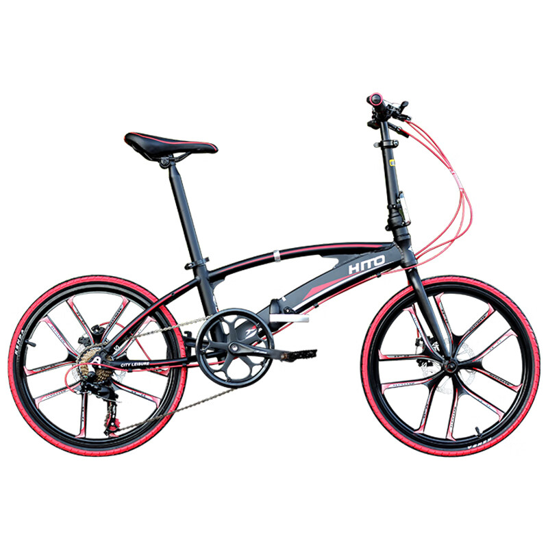 HITO品牌22寸铝合金折叠自行车 超轻 便携碟刹 变速男女成人公路单车 黑色一体轮