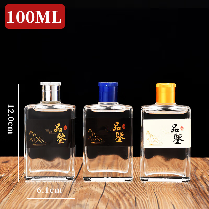 二两小酒瓶子创意定制分装玻璃酒瓶空瓶品鉴试喝小酒瓶 100ml方瓶(10