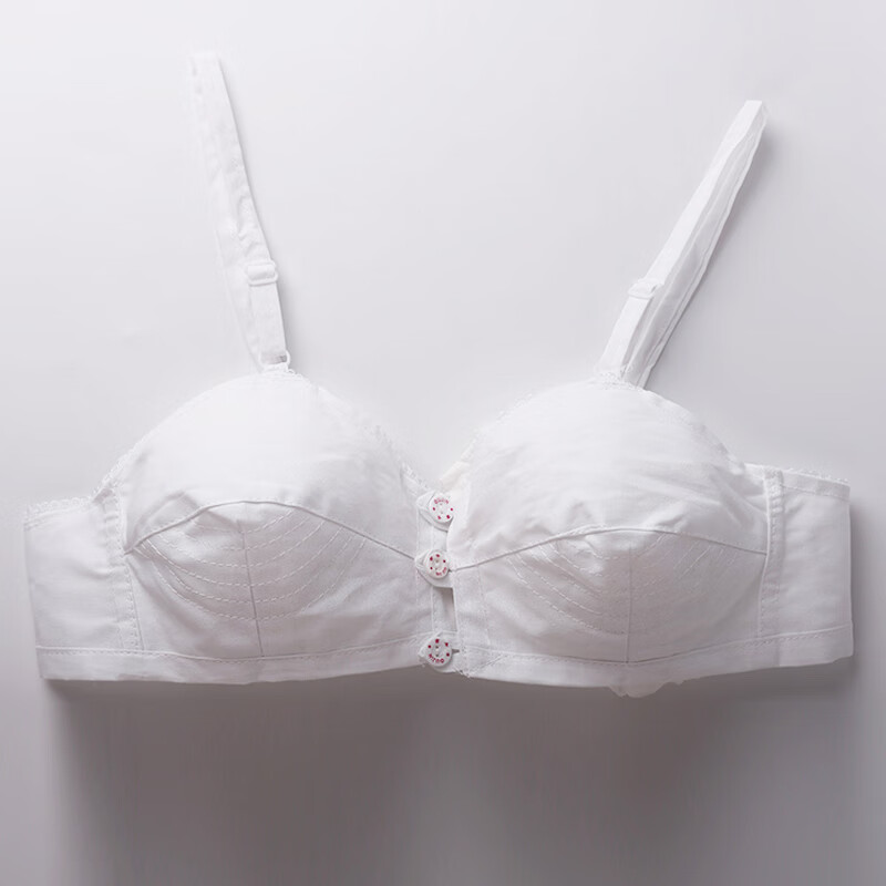 迷曼魅老式布文胸无钢圈薄全棉布纯棉布胸罩前扣大码中老年人布内衣