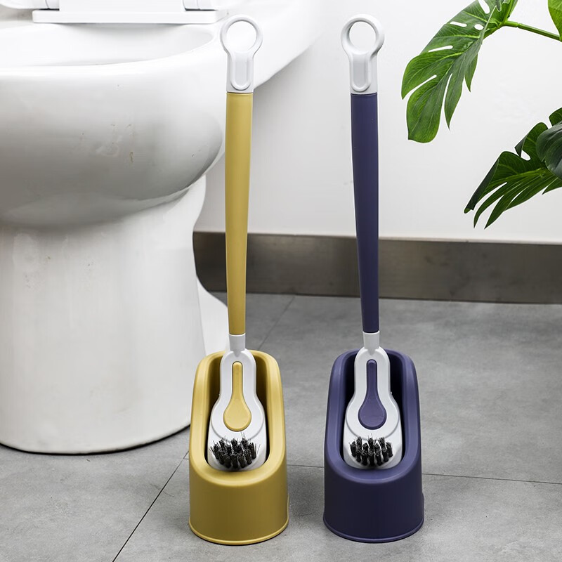 刷厕所沥水去污刷 家用洗马桶蹲坑软毛刷子  双头马桶刷【耐脏黄】