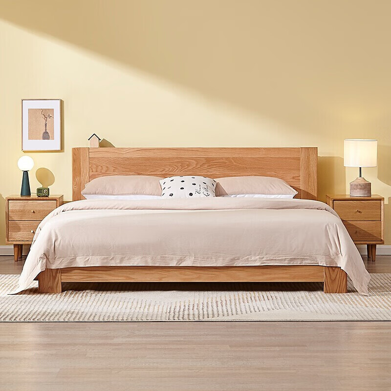 plus会员:quanu全友 dw1021 实木框架床 1.8m床