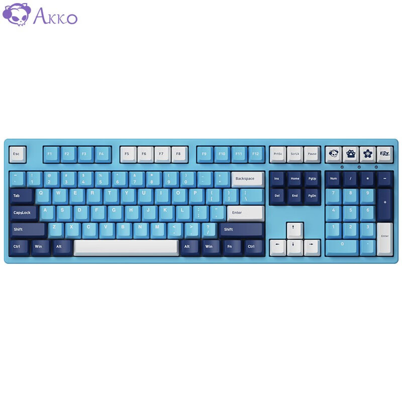 AKKO 3108DS 天空之境机械键盘 有线键盘 电竞键盘 游戏键盘 吃鸡键盘 全尺寸 108键 绝地求生 TTC月白轴