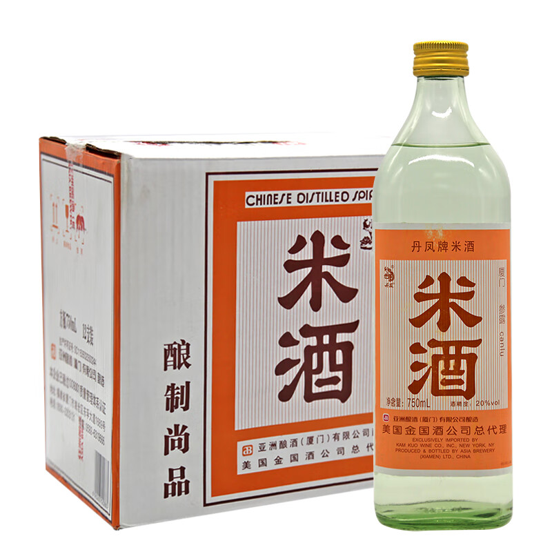 丹凤牌参露米酒20度750ml福建厦门亚洲酿酒酿造佐料自饮酒 750ml*12瓶
