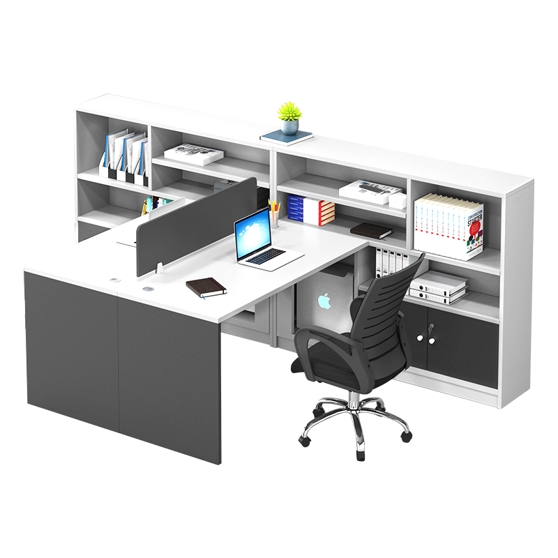 kuoson 办公家具电脑桌财务桌办公桌职员桌实验室带小书柜 1.4米2人对坐(不含椅)