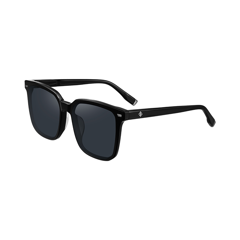 海伦凯勒眼镜 方框太阳镜X一博同款男女时尚墨镜大框开车驾驶镜H8956H19亮黑框+深灰色