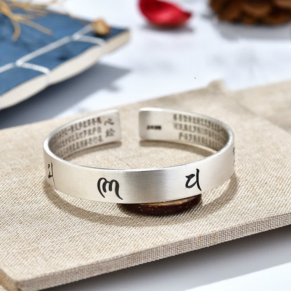 做旧六字真言 银镯复古手镯 银饰品 情侣手环 足银网红款 男款