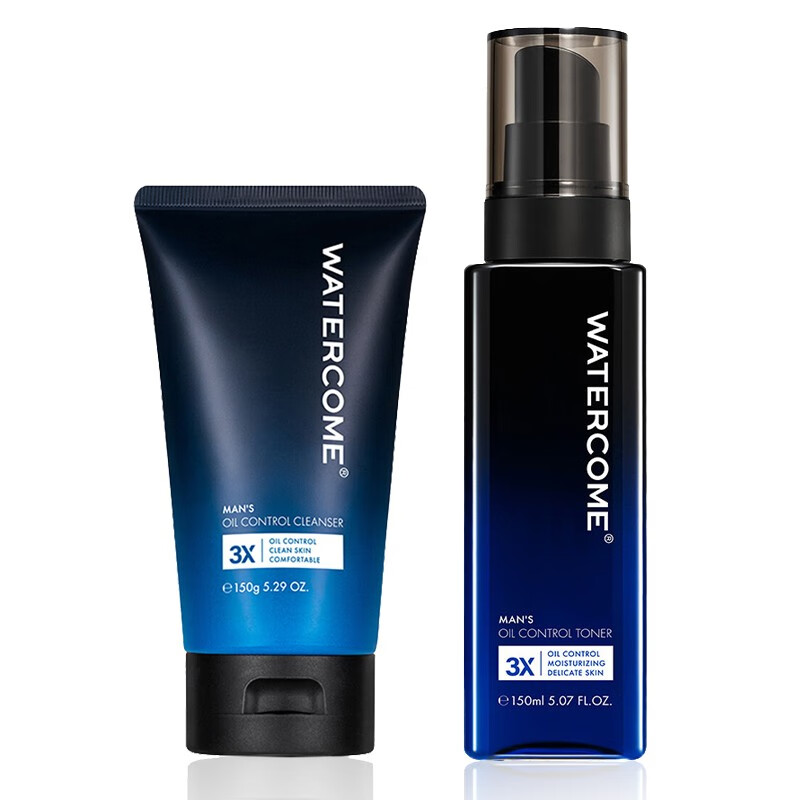 水之蔻男士纯净清爽细致毛孔套装洁面爽肤水乳液面霜补水保湿男士护肤