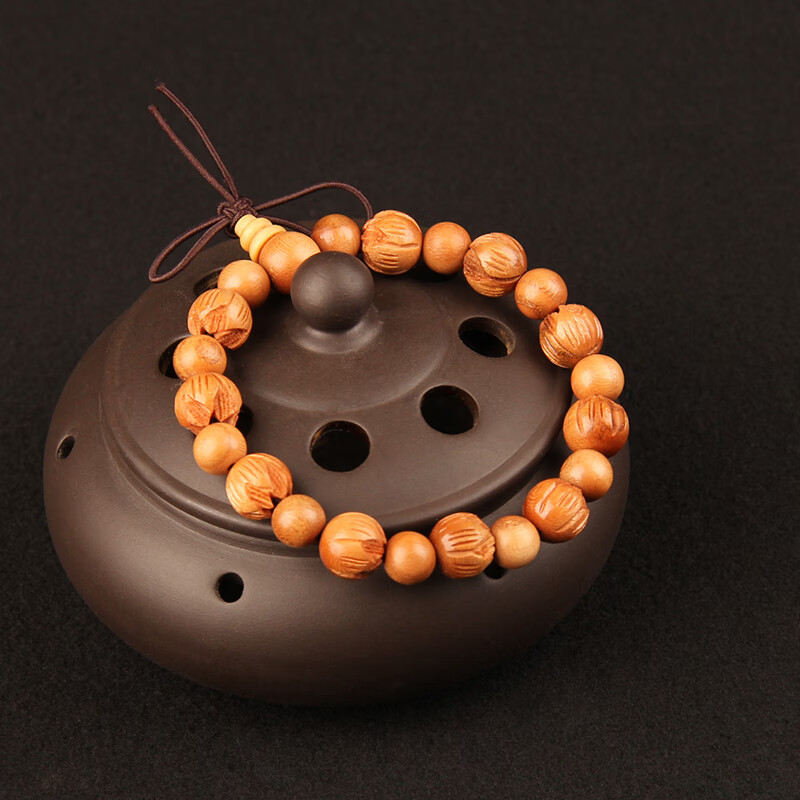 源璐桃木手链雕刻莲花手串民族风手饰饰品桃木荷花佛珠莲花手串 a款单