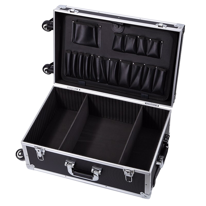 BORY大號多功能鋁合金箱拉桿箱工具箱儀器設(shè)備箱五金工具箱 萬向輪拉桿鋁箱 加配格子綿