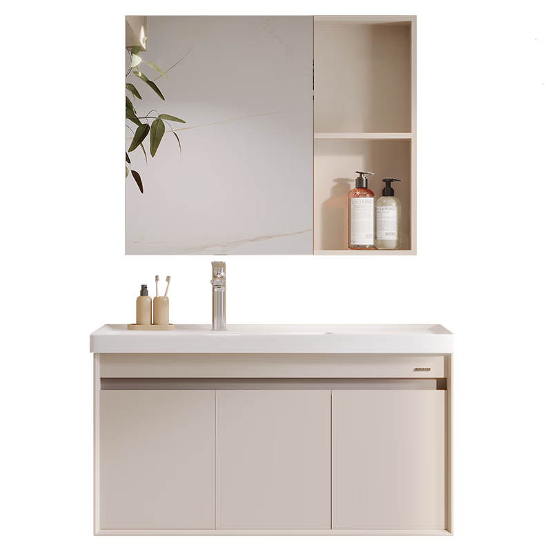 箭牌（ARROW）【煥新補(bǔ)貼】浴室柜鋁合金主柜陶瓷一體盆實(shí)木主柜洗漱臺(tái)洗手盆柜 【鋁合金】60cm主柜-不含龍頭