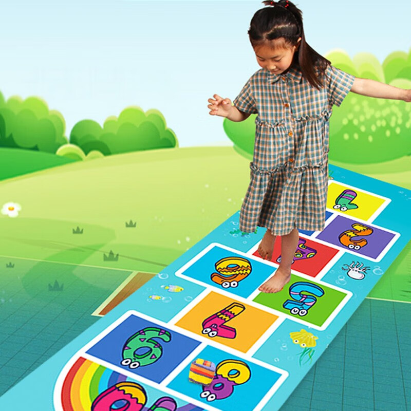 tatanice儿童跳格子玩具数字游戏地垫沙包教具室内外运动男女孩圣诞节