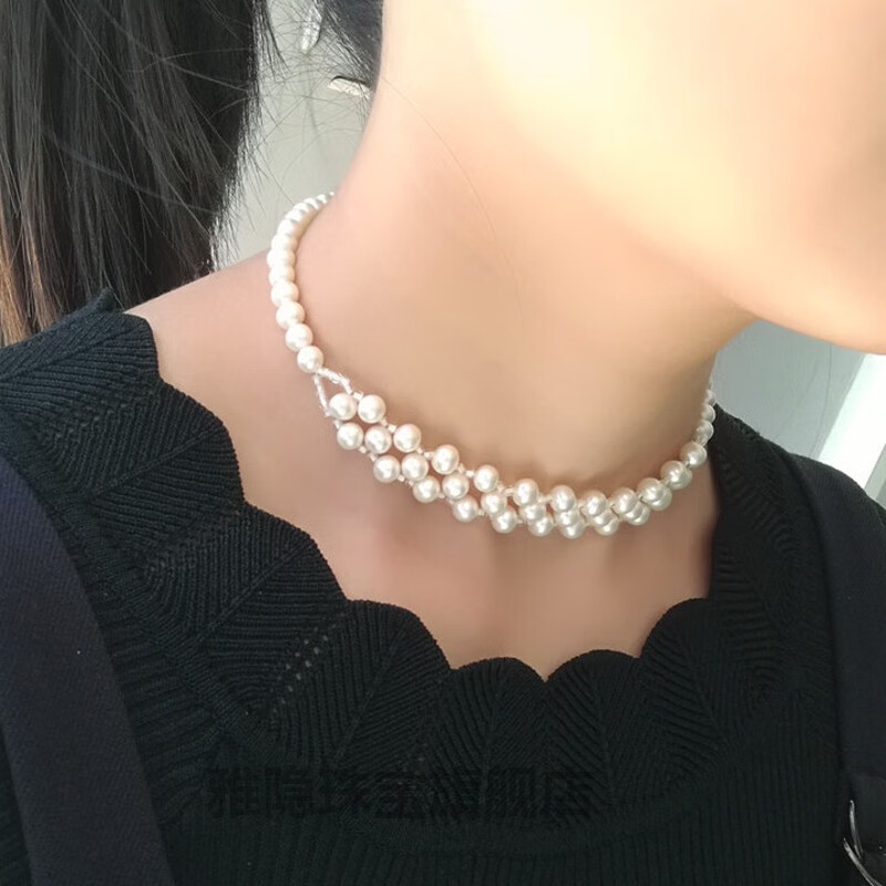雅隱甲狀腺遮擋疤痕淡水珍珠項(xiàng)鏈遮疤痕飾品高品質(zhì)短款鎖骨鏈女高級(jí)感 更換為925銀調(diào)節(jié)扣