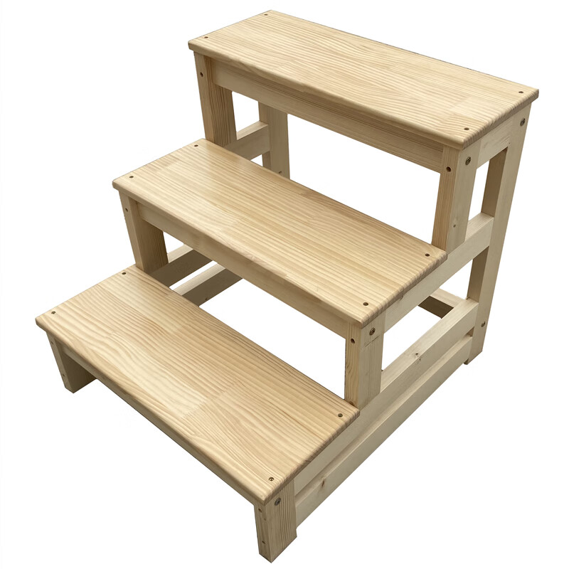 小米石踏步梯台阶凳 阶梯凳家用实木梯凳子阳台三层阶梯楼梯踏步3步
