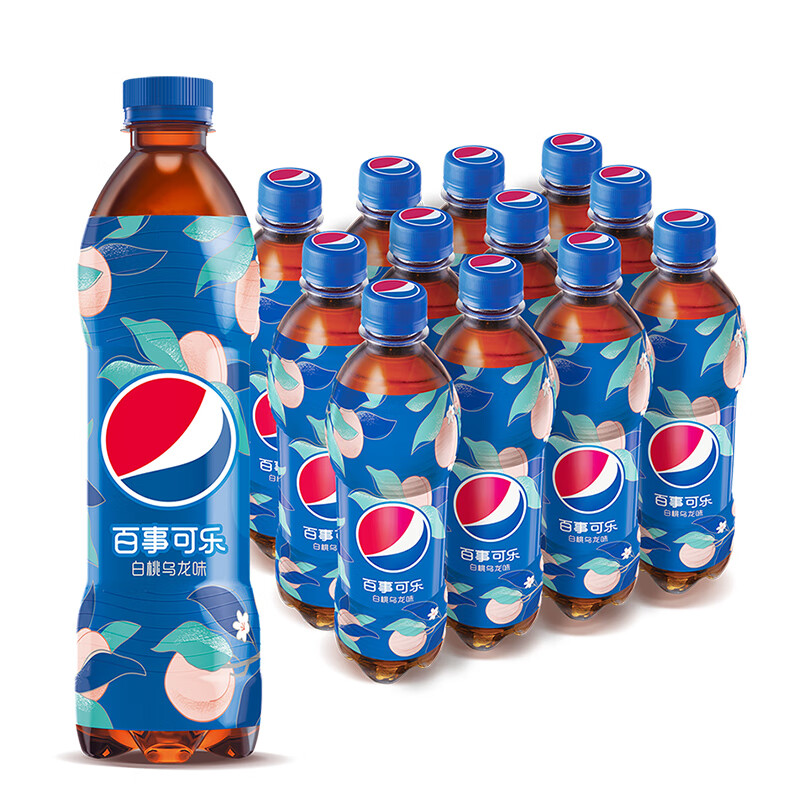 百事可乐 Pepsi 太汽系列 白桃乌龙口味  汽水 碳酸饮料整箱 瓶装 500ml*12瓶 百事出品