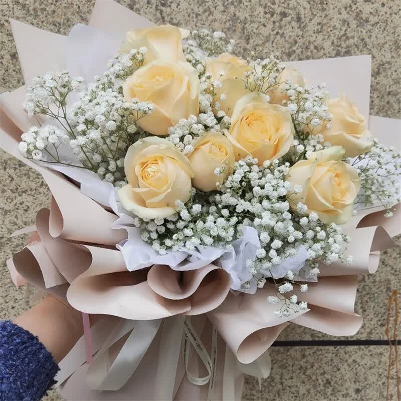 芙滋窝鲜花速递同城99朵香槟玫瑰花束闺蜜广州深圳济南全国生日配送店