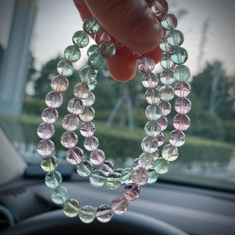 甄祥 一物一图7mm天然马卡龙碧玺手链三圈多圈浅色超透女款