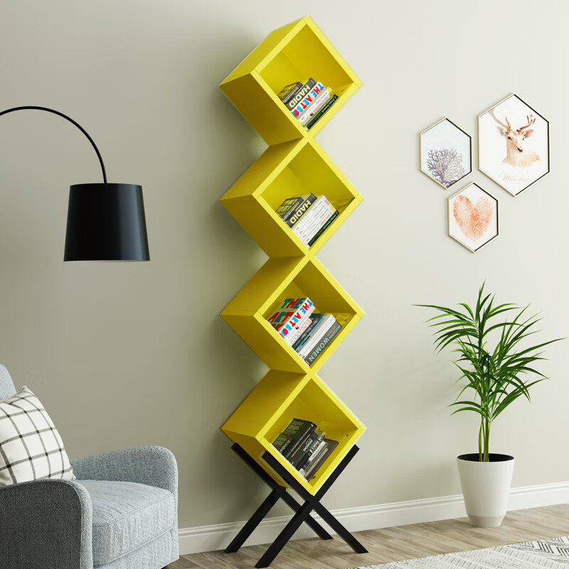 诗亭坊创意书架 树形书架时尚北欧创意组合书柜铁艺书架置物红酒落 四