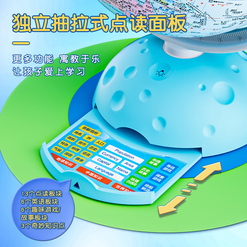 创意猪智能地球仪11儿童8男孩10生日礼物7-14岁9学生12女孩6男童5女童15 AR点读地球仪-语音讲解+彩盒包装 地理早教机玩具学习机点读机