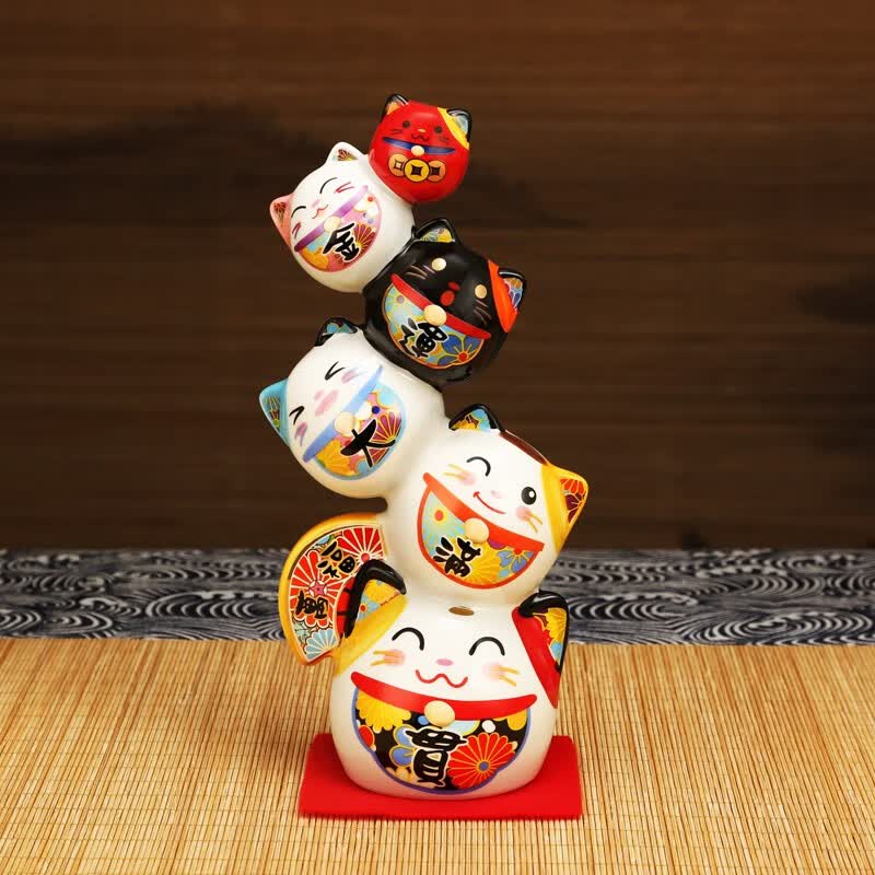 存钱储钱罐日式发财猫家居装饰店铺前台桌面开业创意礼品 金运大满贯