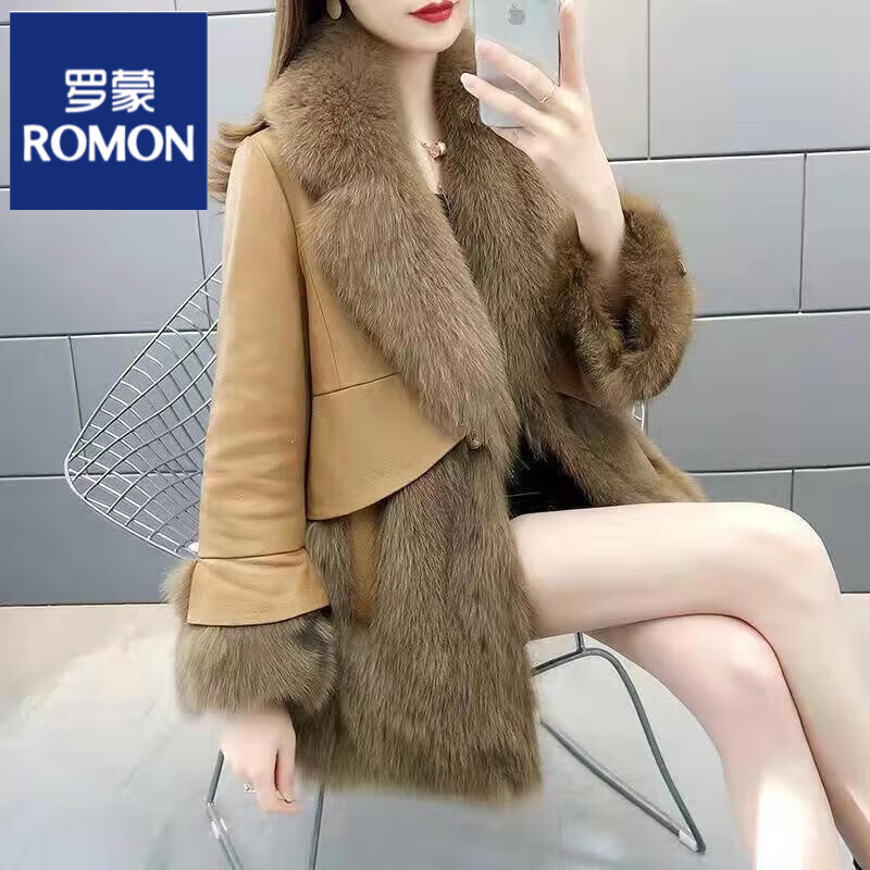 罗蒙皮草外套女修身显瘦中长款仿狐狸毛2023冬季新款加厚大衣 中.长.款姜黄色 2XL 135-145斤使用感如何?