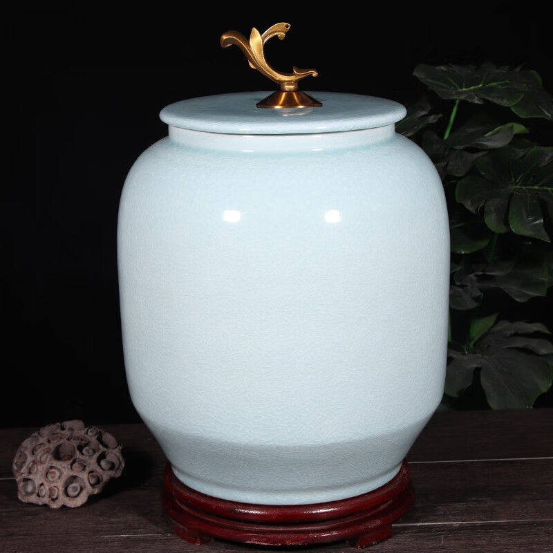 厚古薄今 景德镇陶瓷密封储物罐家用带盖装米缸功夫茶道用储水桶10/25