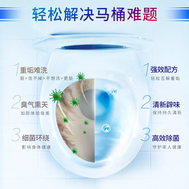 蓝月亮马桶清洁剂 强效厕清 强力除垢去渍 【高效除菌*】 500g*2