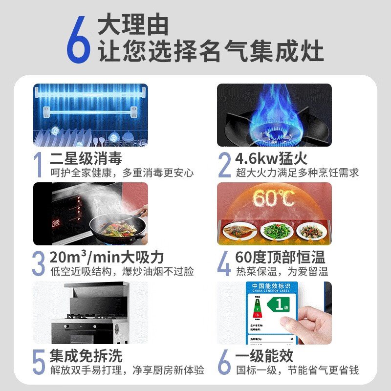 名气（MQ）老板集团出品 集成灶一体灶大吸力油烟机灶具套装消毒柜一体机一级能效二星级消毒FX12A 天然气