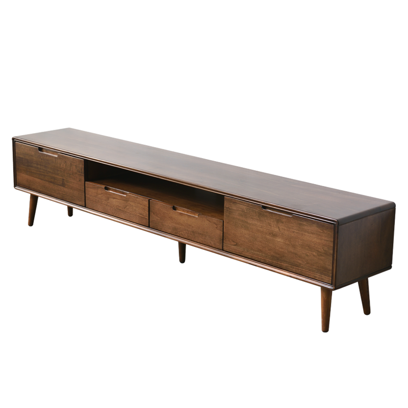 香木语 实木电视柜北欧轻奢风客厅视听柜现代简约小户型客厅地柜 胡桃色180*35*45