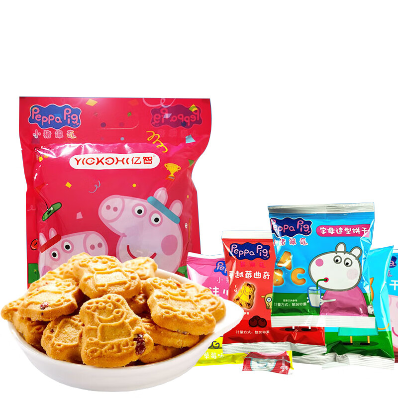 小猪佩奇 曲奇饼干牛奶味蔓越莓味整箱礼盒装儿童零食佩琪实惠装 270g
