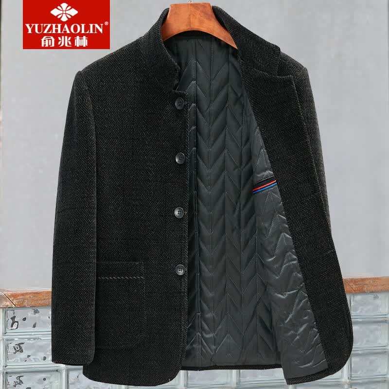 俞兆林爸爸秋冬外套装中老年人棉衣服男上衣50岁60爷爷70加厚毛呢子夹克 卡其色 185/XXL 推荐138-153斤怎么样,好用不?