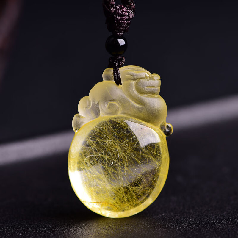 慈灵阁金发晶貔貅吊坠钛晶发晶有求必应招财貔貅水晶男女礼物