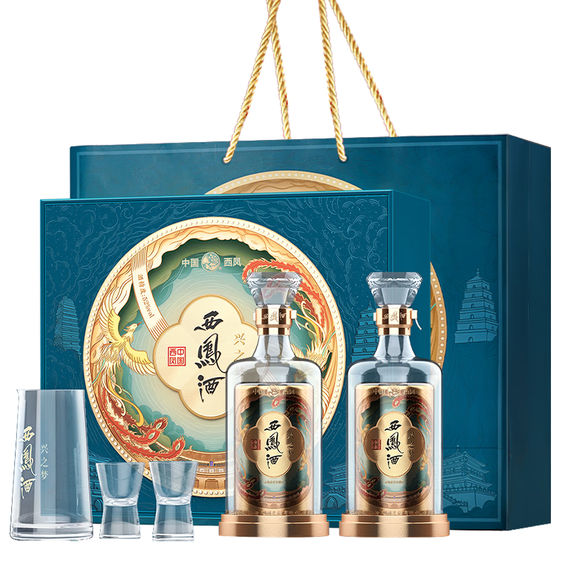 西凤酒 大唐荣耀兴之梦 52度 500ml 2瓶 礼盒装 凤香型白酒