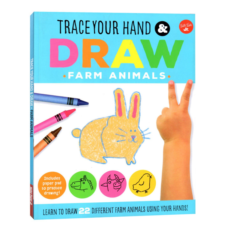 用手画农场动物 Drawing with Your Hand Farm Animals 进口原版 新奇特玩具书