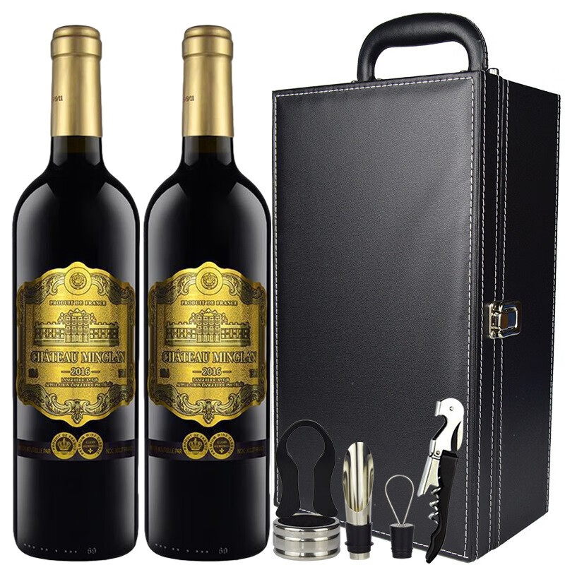 法国14度名兰酒庄川富莫塔圣娜干红葡萄酒750ml两瓶礼盒装 2瓶皮盒装