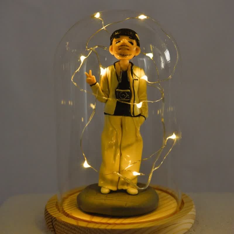 礼物情侣小老公男友男生男朋友闺蜜的定制创意 13厘米单人配玻璃罩