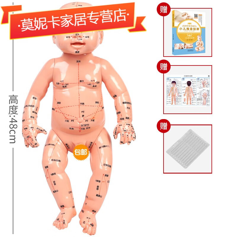 婴儿身体穴位经络图模型小儿推拿按摩书教学娃娃模型宝宝小孩 婴儿