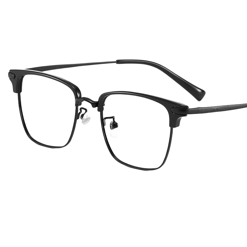 百亿补贴:乐申(LASHION)近视眼镜男散光专业可配度数防蓝光防辐射超轻钛架变色时尚眼睛架 黑银 配平光防蓝光(适合无度数人群)99元